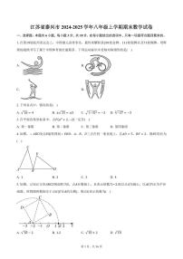 江苏省泰兴市2024-2025学年八年级上学期期末数学试卷（含答案）