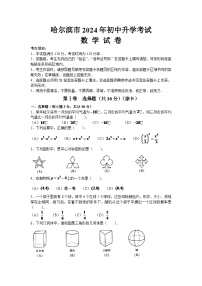 2024年哈尔滨市中考数学模拟试题及答案