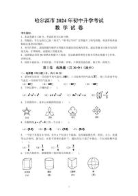 2024年哈尔滨市中考数学模拟试题及答案