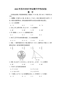 2024年江苏省苏州市中考数学模拟试卷及答案