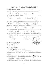 2024年上海市中考数学模拟试卷及答案