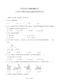 江苏南京2024-2025学年七年级下学期开学适应性模拟考数学练习卷