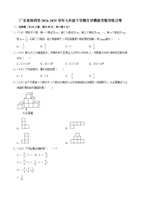 广东省深圳市2024-2025学年七年级下学期开学适应性模拟考 数学练习卷（含解析）