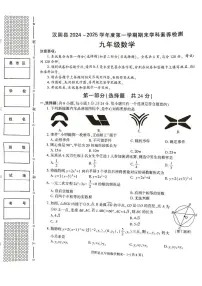 陕西省安康市汉阴县2024-2025学年九年级上学期1月期末考试数学试题