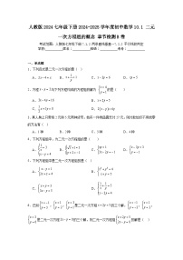 初中数学人教版（2024）七年级下册（2024）10.1 二元一次方程组的概念同步测试题