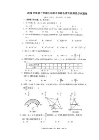 浙江省温州市第二中学2024-2025学年九年级下学期开学考试数学试卷