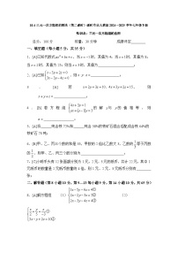 人教版（2024）七年级下册（2024）10.4 三元一次方程组的解法第二课时同步达标检测题