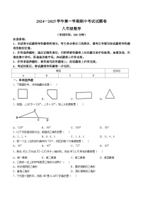 新疆维吾尔自治区2024-2025学年八年级上学期11月期中考试数学试卷(含答案)