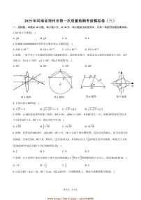 2025年河南省郑州市九年级下(一)月考考前模拟卷数学试卷(三)(含答案)