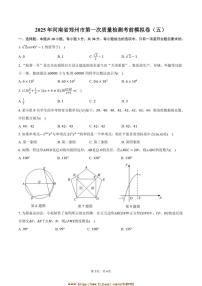 2025年河南省郑州市九年级下(一)月考考前模拟卷数学试卷(五)(含答案)(+)