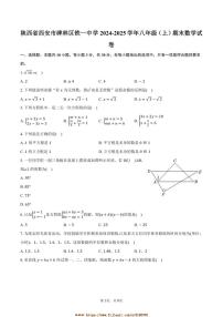 2024～2025学年陕西省西安市碑林区铁一中学八年级(上)期末数学试卷(含答案)
