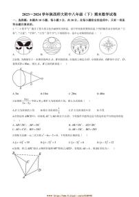 2023～2024学年陕西省西安市雁塔区陕西师范大学附属中学八年级下期末数学试卷(含答案)
