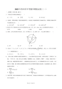 2025年苏州市中考数学模拟试卷（一） （原卷版+解析版）