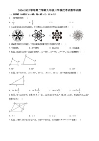 甘肃省张掖市肃南裕固族自治县2024－2025学年下学期九年级开学摸底考试数学试题 （原卷版+解析版）