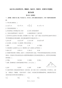 2025年山东枣庄、聊城、临沂、菏泽、东营中考模拟数学试题+答案