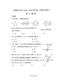 2025北京首都师大附中初三（下）开学考数学   有答案