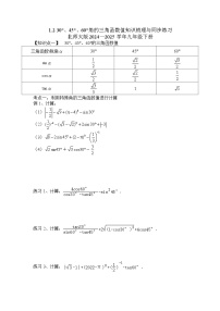初中数学北师大版（2024）九年级下册2 30°、45°、60°角的三角函数值练习
