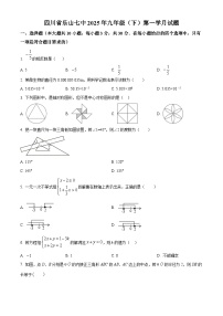 四川省乐山市第七中学2024--2025学年九年级下学期第一次月考数学试题（原卷版+解析版）