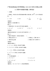 2024~2025学年广西壮族自治区百色市田阳区七年级上学期11月期中考试数学试卷（解析版）