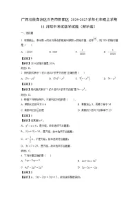 2024~2025学年广西壮族自治区百色市田阳区七年级上学期11月期中考试数学试卷（解析版）
