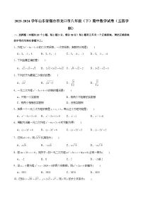 2023-2024学年山东省烟台市龙口市八年级（下）期中数学试卷（五四学制） (含解析)