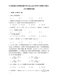 江苏省宿迁市钟吾初级中学2024-2025学年下学期九年级2月月考 数学试卷（含解析）