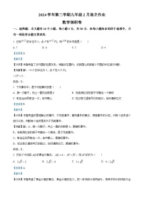 浙江省杭州市萧山区8校2024-2025学年下学期九年级联考2月月考 数学试题（含解析）