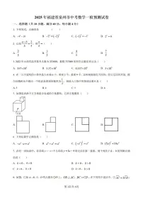2025届泉州初三一检数学试卷（含答案）