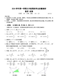 【2025年上海九年级数学一模】2025届上海市青浦区九年级数学一模试卷与答案