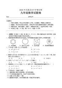 湖南省湘西州凤凰县2025届九年级上学期12月学情诊断数学试卷(含解析)