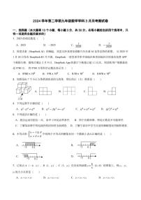 2025年3月浙江宁波鄞州区十二校联考九年级下学期3月中考一模数学试题+答案