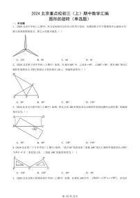 2024北京重点校初三（上）期中真题数学汇编：图形的旋转（单选题）