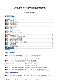 2024-2025学年苏科版（2024）七年级数学（下）期中易错题压轴题专练(含答案）