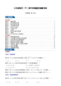 2024-2025学年苏科版（2024）七年级数学（下）期中易错题压轴题专练(含答案）
