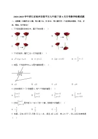 2024-2025学年浙江省杭州市临平区七年级下册3月月考数学检测试题（附答案）