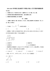 2024-2025学年浙江省余姚市下册九年级3月月考数学检测试卷（附答案）