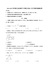2024-2025学年浙江省余姚市下册九年级3月月考数学检测试卷（附答案）