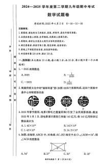 2024-2025学年长沙市一中集团九年级期中考试数学试卷及参考答案