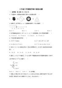 北师大版八年级下学期数学期中模拟试题3（含答案）