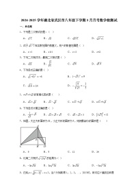 2024-2025学年湖北省武汉市八年级下册3月月考数学检测试卷（附答案）