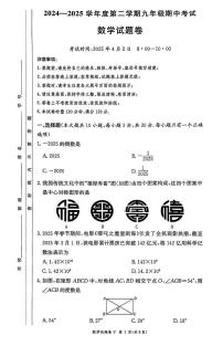 湖南省长沙一中集团2024—2025学年九年级下学期期中考试数学试卷（含答案）