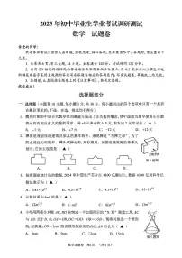 2025年浙江省湖州市中考一模数学试卷（含答案）