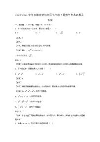 2022-2023学年安徽合肥包河区七年级下册数学期末试卷及答案
