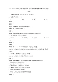 2022-2023学年安徽合肥庐江县七年级下册数学期末试卷及答案