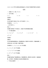 2022-2023学年安徽合肥瑶海区七年级下册数学期末试卷及答案