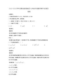 2022-2023学年安徽合肥瑶海区七年级下册数学期中试卷及答案