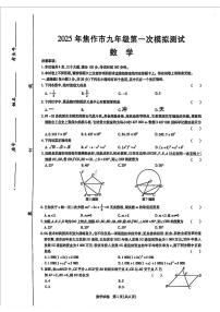 河南焦作2025年九年级中考一模数学试题+答案