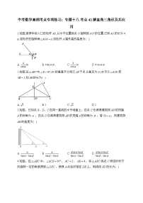 中考数学高频考点专项练习：专题18 考点42 解直角三角形及其应用 (1)及答案