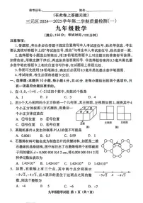 2025年4月福建三明市三元区九年级下学期中考一模数学试题