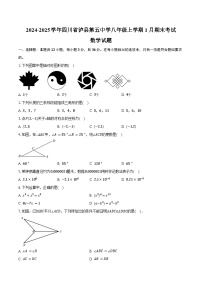 2024-2025学年四川省泸县第五中学八年级上学期1月期末考试数学试题（含答案）